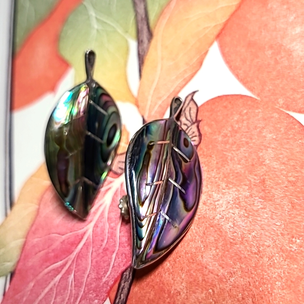 Vintage Earrings of Abalone Shell and Sterling Silver